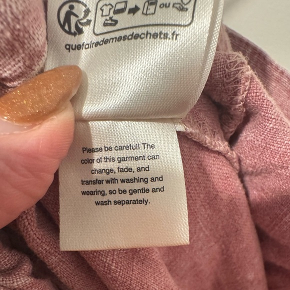 Free People Rose Mauve Distressed Casual Linen Pants Size M - Picture 3 of 14